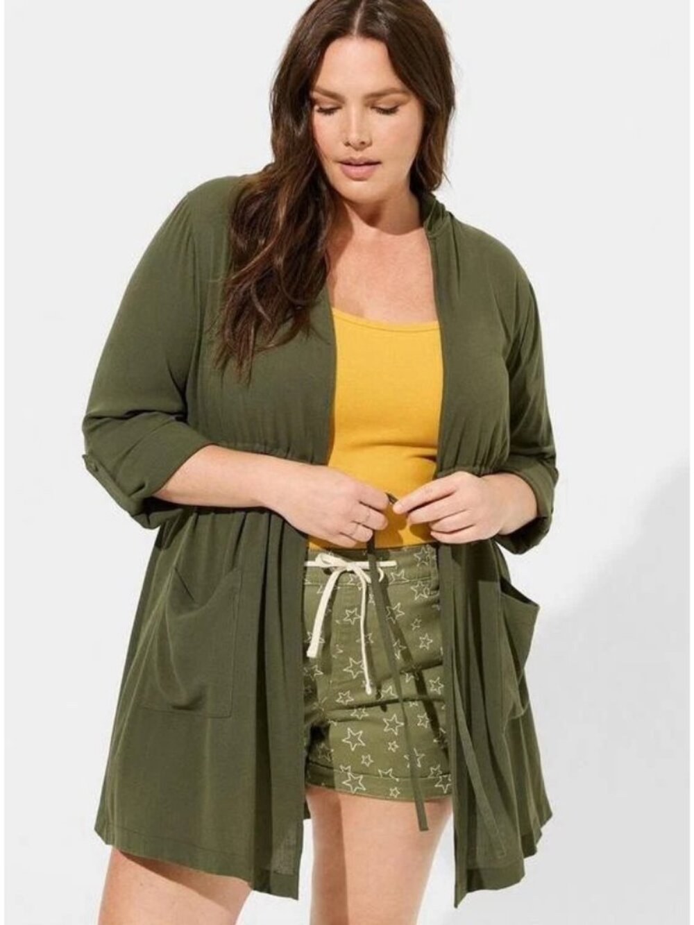 Torrid Washable Gauze Hooded Kimono Drawstring Waist - Picture 3 of 3